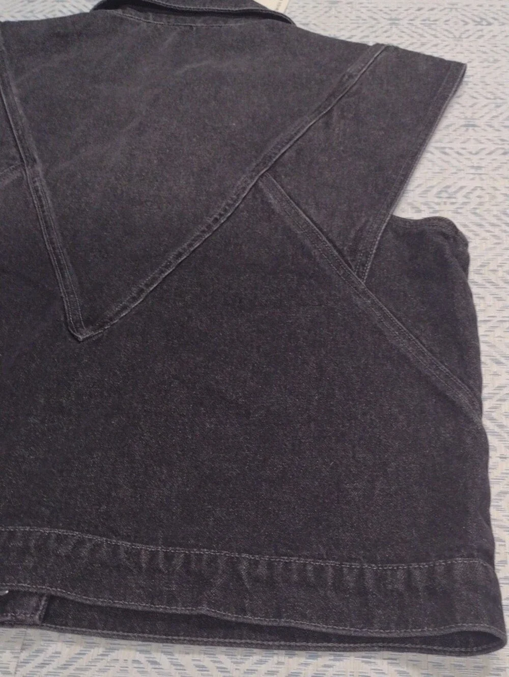 NEW Washed Black Denim Button-Front Sleeveless Vest